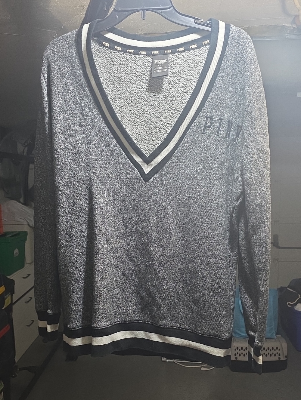 PINK Victoria's Secret V‑Neck Marled Grey Sweater